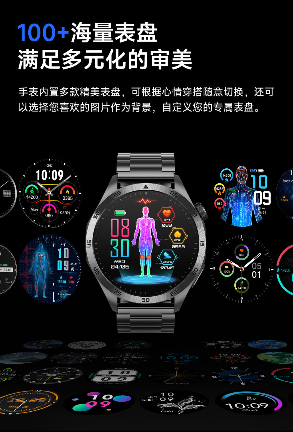 New ET485Smart Watch ECG ECG Health Monitoring Non-Invasive Blood Glucose Measurement Bluetooth Call Smart Watch
