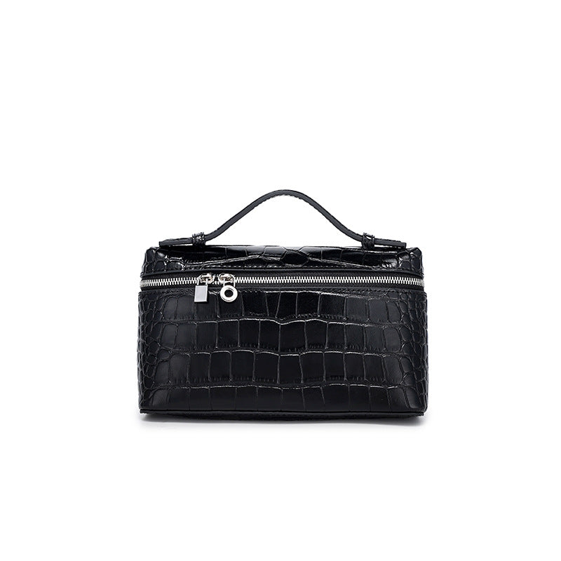 GIgi Same Style Women's Bag Niche Elegant Handheld Lunch Box Bag Women Simple Top Layer Cowhide Single Shoulder Crossbody Small Bag