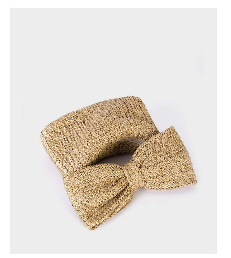 Colorful Woven Bow Bag for Women, European and American Fashion Women's Bag, Straw Bag for Women, Wholesale Versatile Fashion Clutch Bag