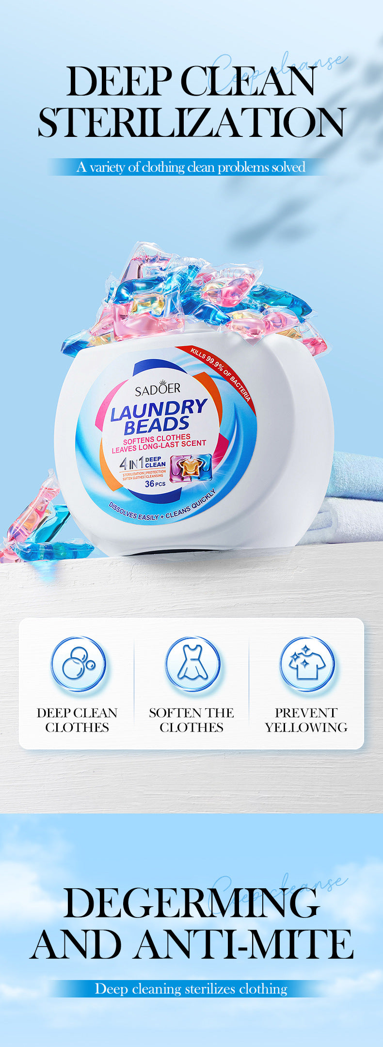 Laundry Pods SADOER Deep Cleaning Clothes Clean Laundry Detergent  Foreign Trade Wholesale