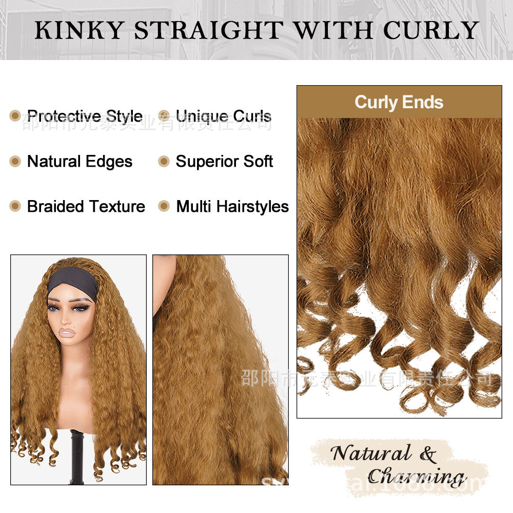 Cross-Border Hot-Selling Wig Factory European and American Fashion Synthetic Hair Mechanism Ice Ribbon VPART Long Curly Hair Curly Hair Top