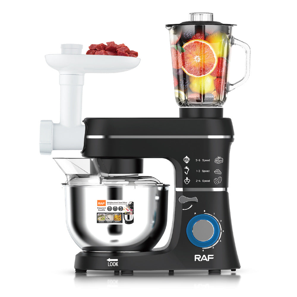 RAF European Standard Household Multifunctional High-Power Dough Mixer Egg Beater Stand Mixer Chef Machine Stainless Steel Bowl