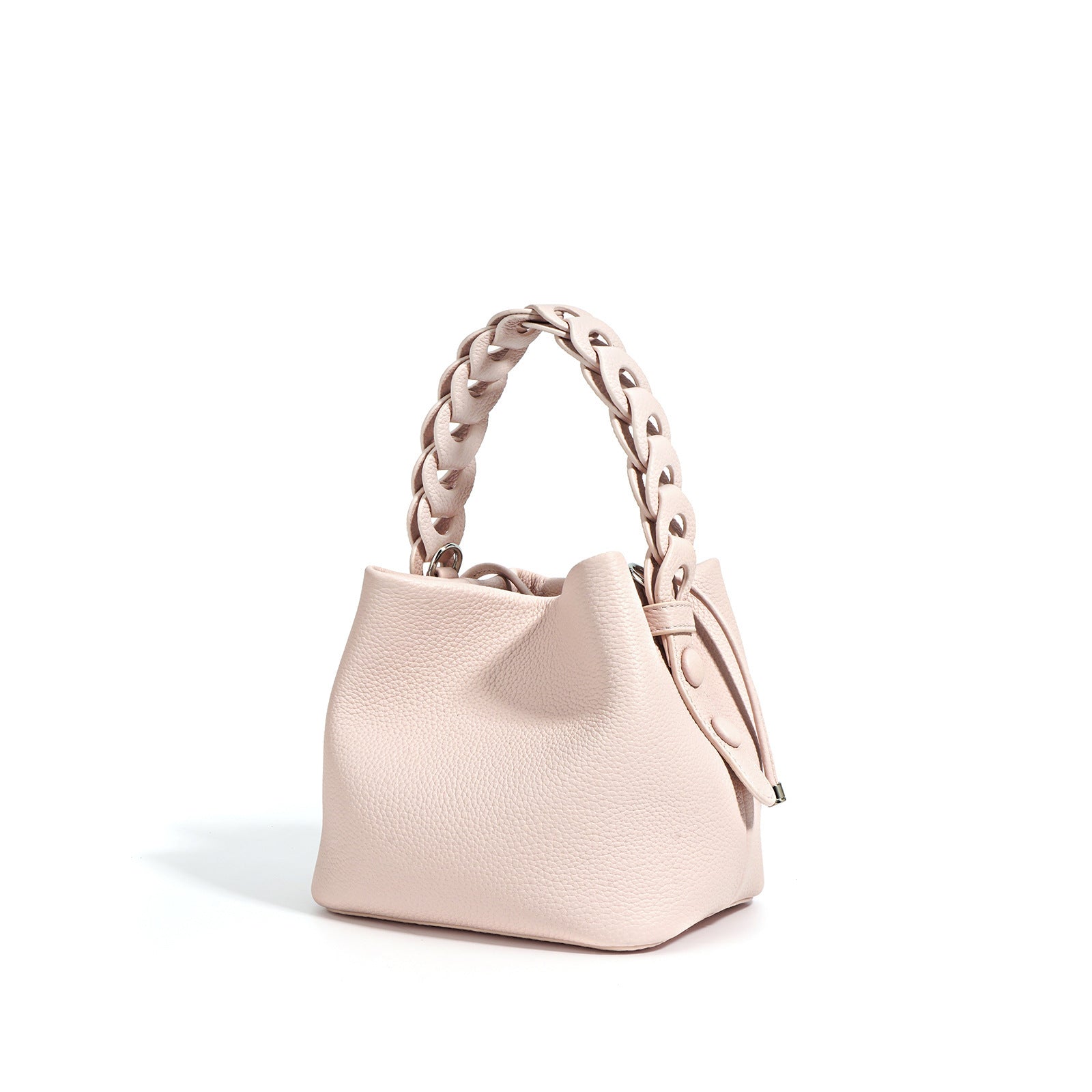 European Style New Top Layer Cowhide Bucket Bag High-Quality Genuine Leather Fashion Women's Handbag Tote Shoulder Crossbody Bag Woven