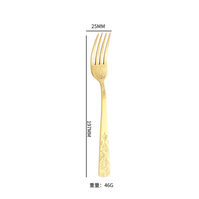 410Stainless Steel Tableware Hotel Retro Double Pattern Totem Western Cutlery Knife Fork Spoon Restaurant Hammered Steak Knife Fork