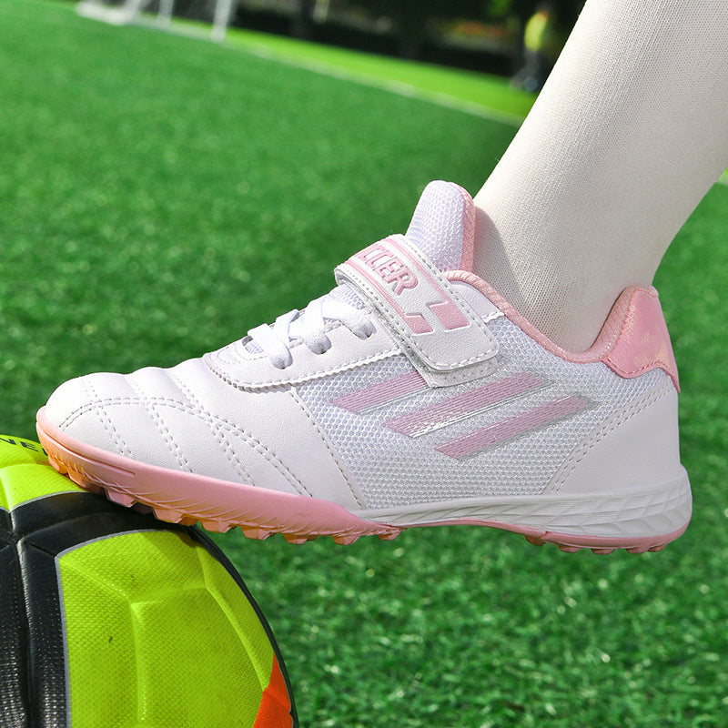New football shoes for men and women with Velcro for children TF Broken Nail Style Youth Student Grassland Flat Training Shoes