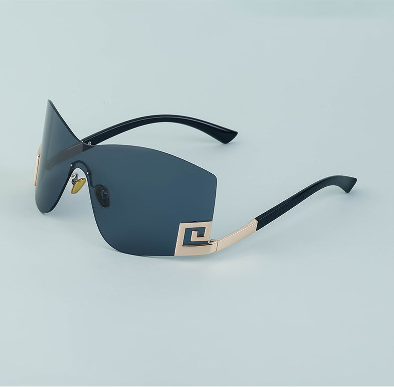 European and American Fashion Frameless Windproof Sunglasses for Women Trendy Large Frame Sunglasses Women's Glasses Wholesale sunglasses