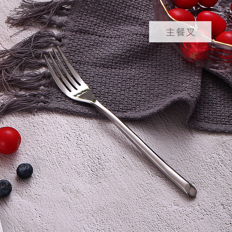 American Style Stainless Steel Western Steak Knife Slanted Tail Knife Fork Spoon Mirror Polished Tea Set3Solid Fork with Teeth