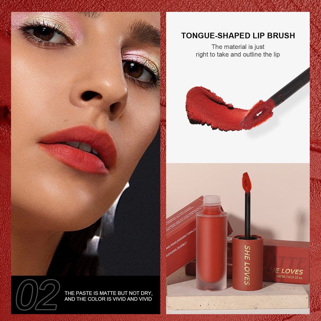 SHELOVES Light Mist Matte Lip Gloss10Color Non-Stick Cup Matte Lip Mud Liquid Lipstick