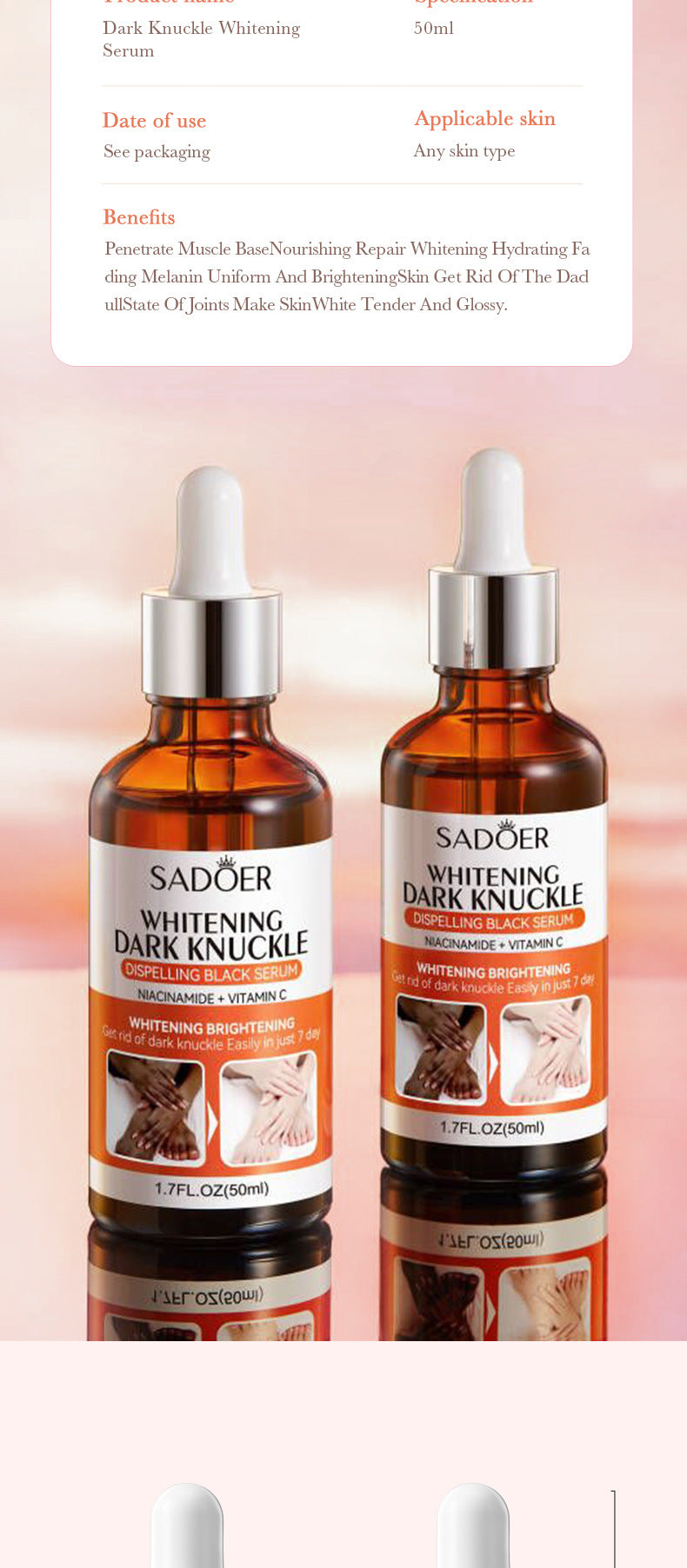 Joint Whitening and Dark Spot Removal Serum50ml SADOER Enhance Beauty Whitening Body  Wholesale