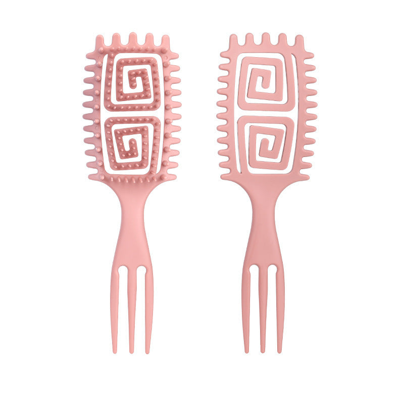 Bounce Curl Defining Styling Comb Smooth Hair Hollow Tail Three-Prong Scalp Cleaning Comb Sea King Curl Hair Styling Comb