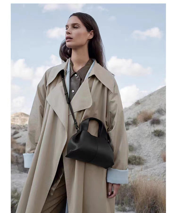 Unique Handbag2025New Handheld Cloud Genuine Leather Women's Bag Vintage Wrinkled Dumpling Bag Versatile Crossbody Bag