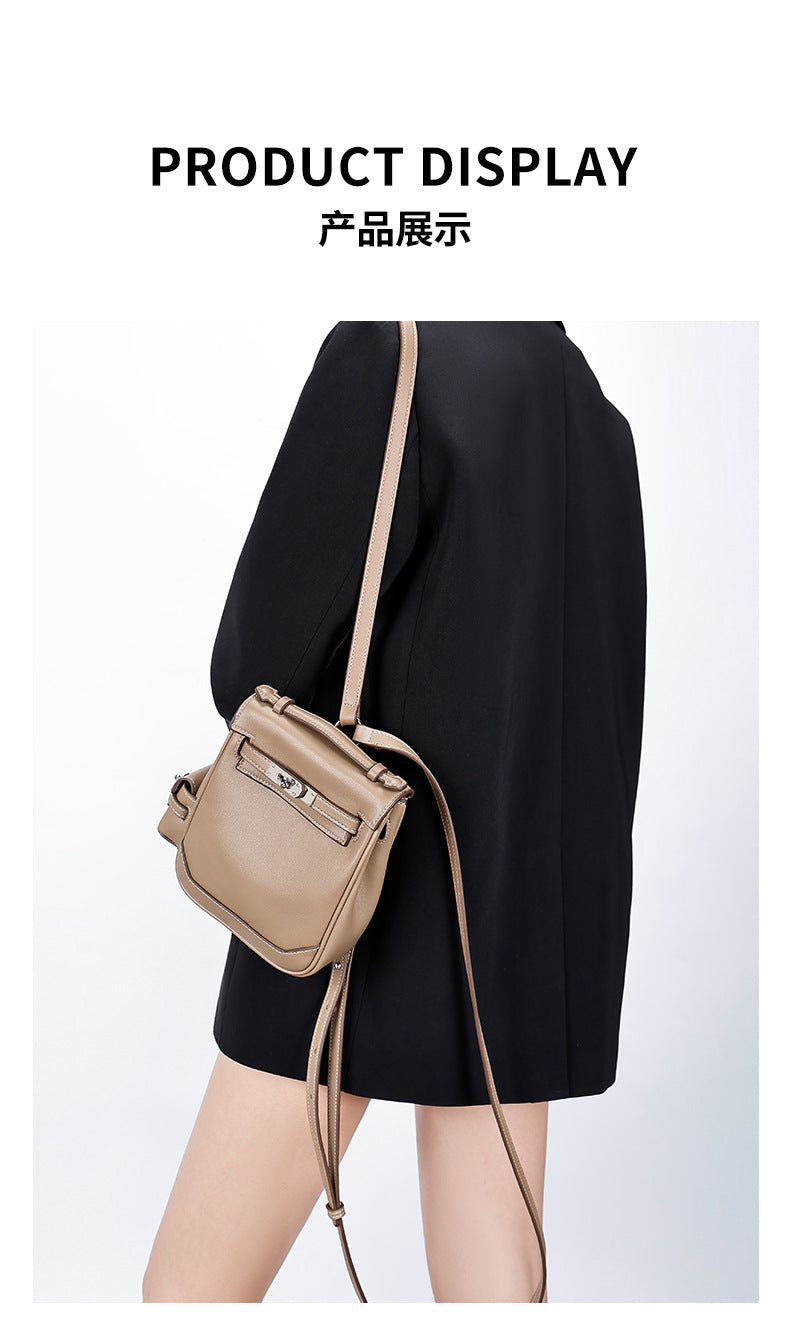Genuine Leather Vintage Kelly Bag for Women, High-End Versatile Underarm Commuter Messenger Bag, Top Layer Cowhide Single Shoulder Crossbody Bag for Women