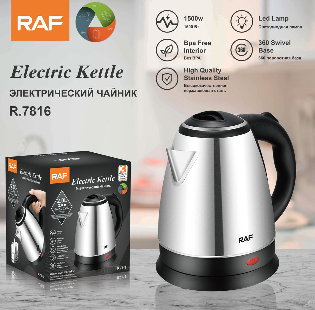 Wholesale European and American Standards2.0L Stainless Steel Inner Liner Electric Kettle Quick Pot Electric Kettle with Inner Steel Lid Gift