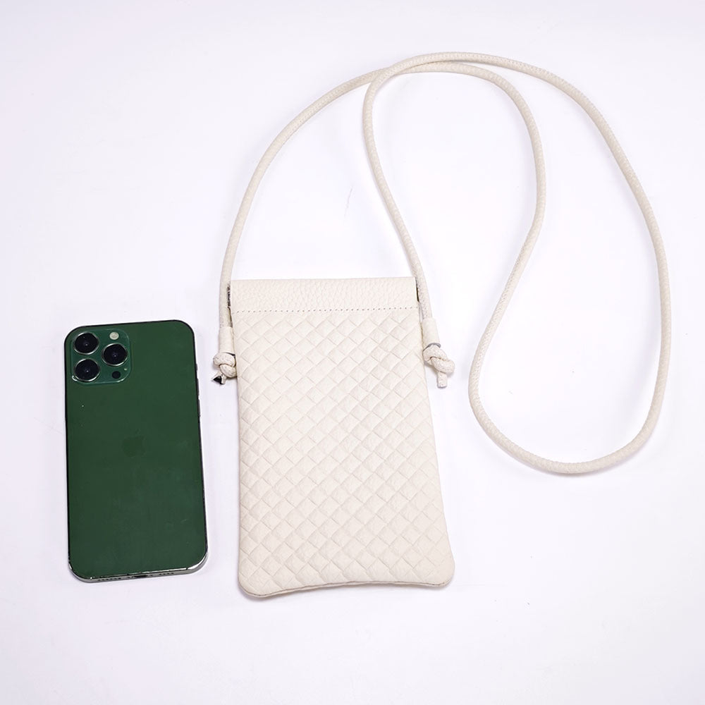 Genuine Leather Phone Bag for Women, Crossbody Small Bag, New Woven Pattern Vertical Style, Lightweight Mini Cowhide Walking Bag