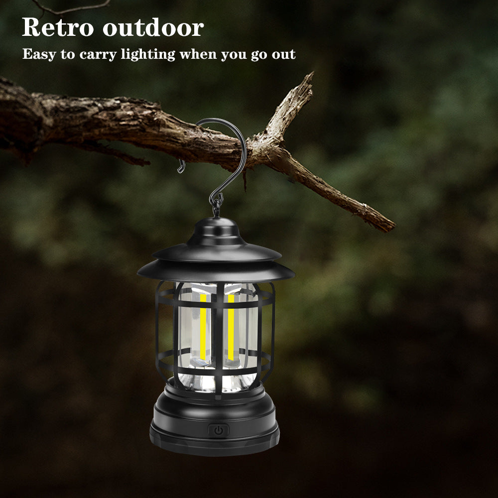 New Retro Tent Light Rechargeable Camping Light Multifunctional Outdoor Camping Light Adjustable Camping Emergency Light
