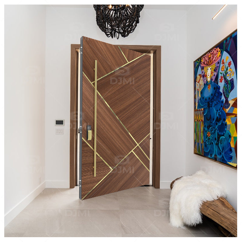 DJMI Newest High Quality Solid Wood Pivot Entry Door US Villa Customizable