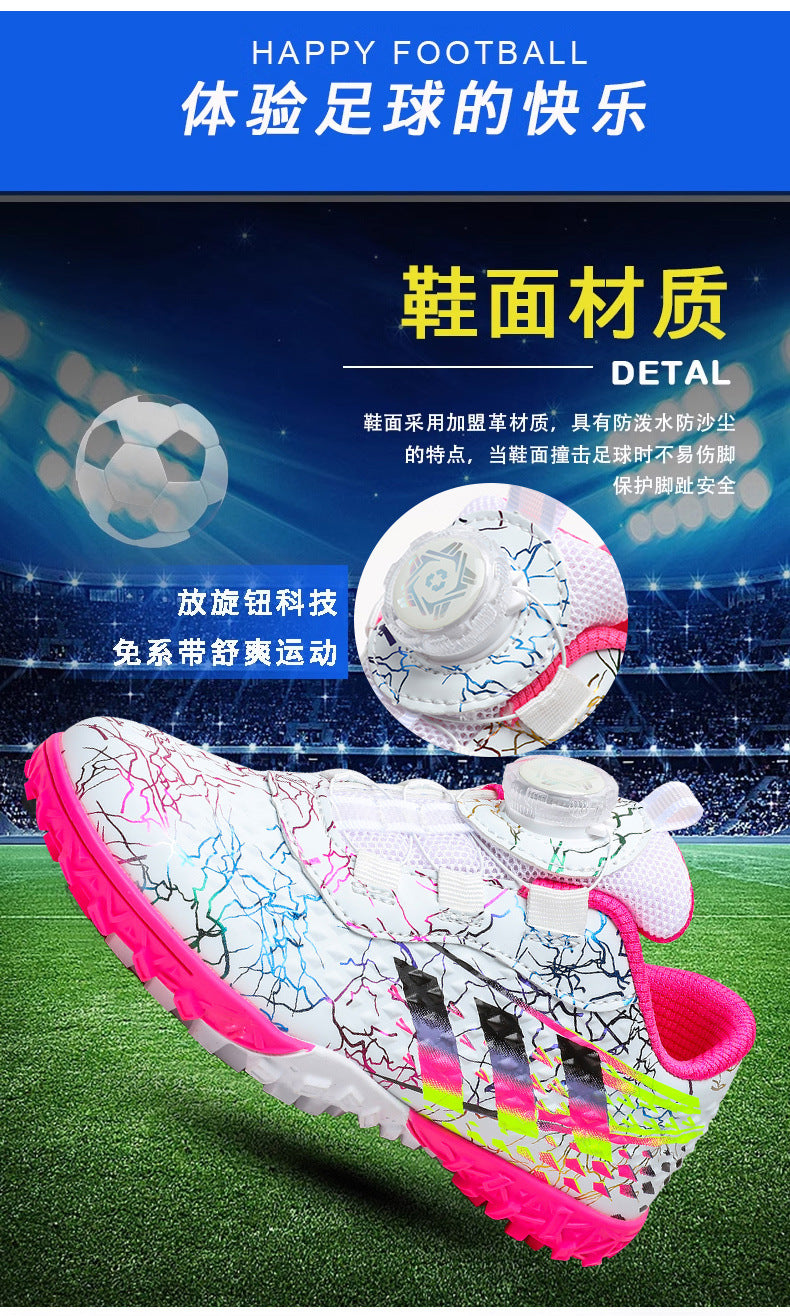 New style soccer shoes for men, women, and children with rotating buckle TF Broken Nail Style Youth Student Grassland Competition Training Shoes