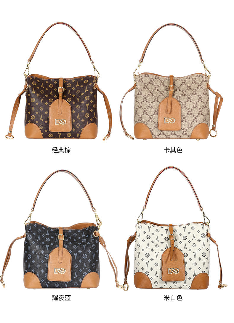 Trolis New Trendy Fashion Retro Bucket Bag Color-Block Personality Stylish Handbag High-Quality Crossbody Bag