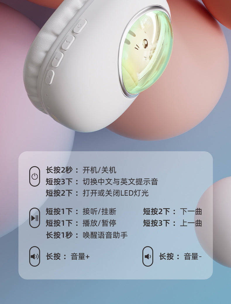 Wireless Headset Bluetooth Earphones Long Battery Life Student Children Cute Cartoon Gaming Headset
