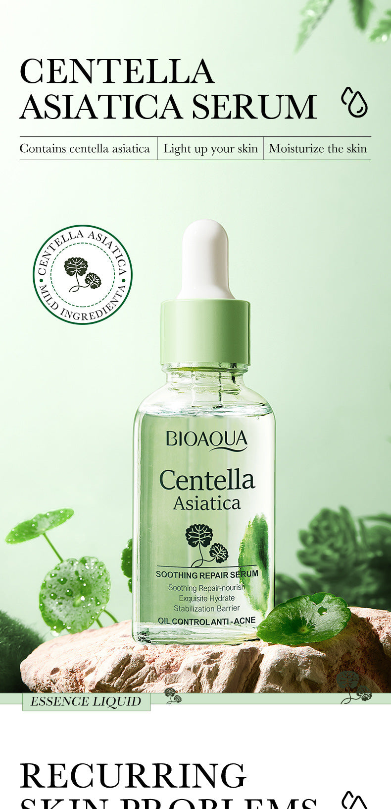 Centella Asiatica Skin Care Set in English BIOAOUA Cleansing, moisturizing and moisturizing six-piece set  foreign trade wholesale