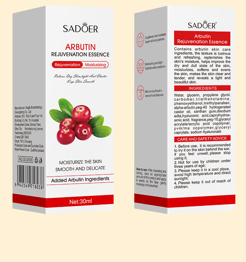 Essence Serum SADOER Hyaluronic Acid Arbutin Moisturizing and Hydrating30ml  Foreign Trade Live Wholesale