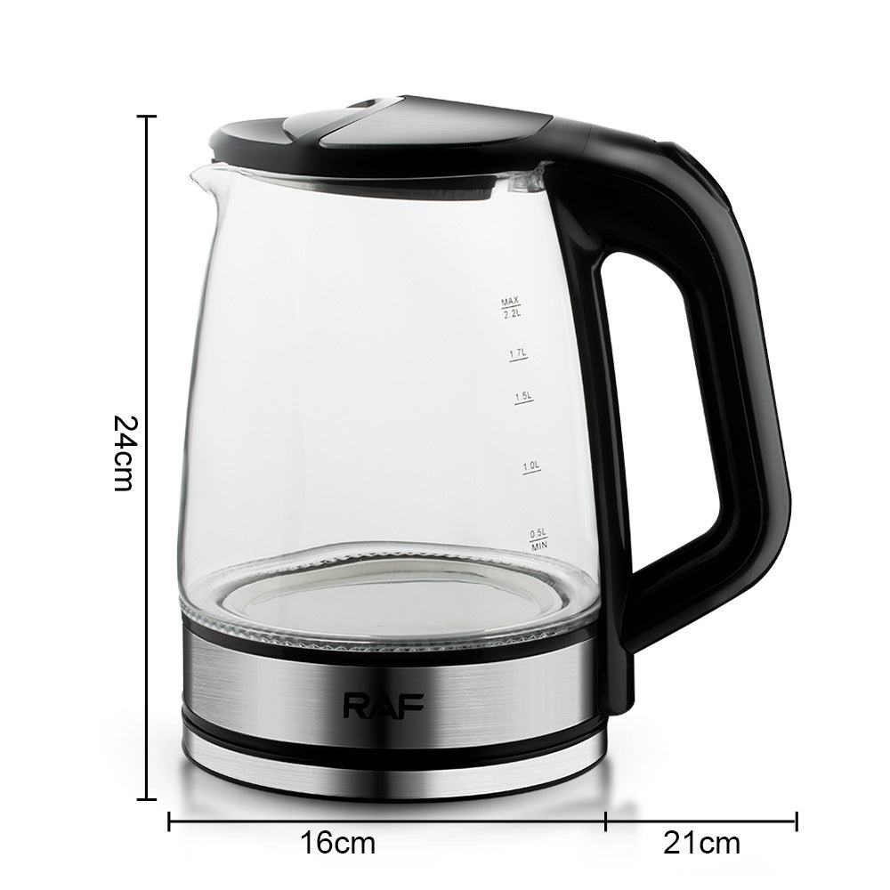 RAF European standard hot-selling household glass electric kettle2.2L Large Capacity Inner Wall Marking Kettle