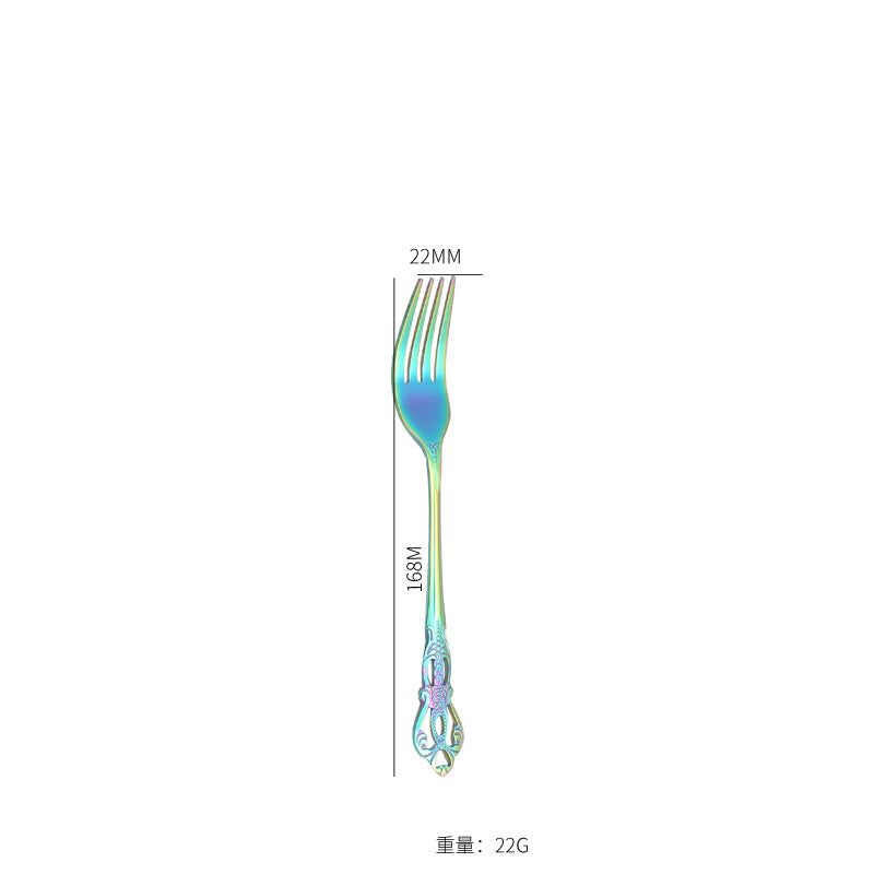Stainless Steel Cutlery Restaurant Royal Court Knife Fork Spoon Set Hotel Western Cuisine European Retro Relief Steak Knife Fork
