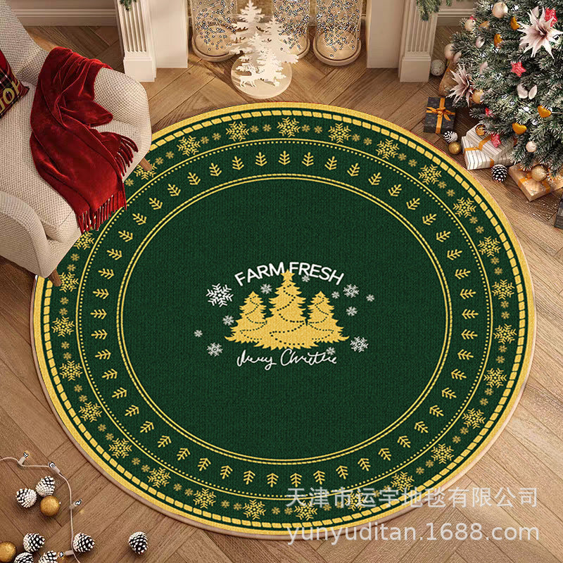 Christmas Carpet Round Living Room Mat Christmas Decoration Atmosphere Mat Christmas Tree Mat Labeling and Shipping