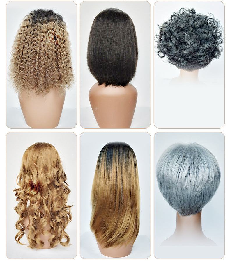 European and American New Style Hair Wig Cap Women's Short Hair Small Curl Black Hairpiece Brown Wholesale Bangs Natural Style