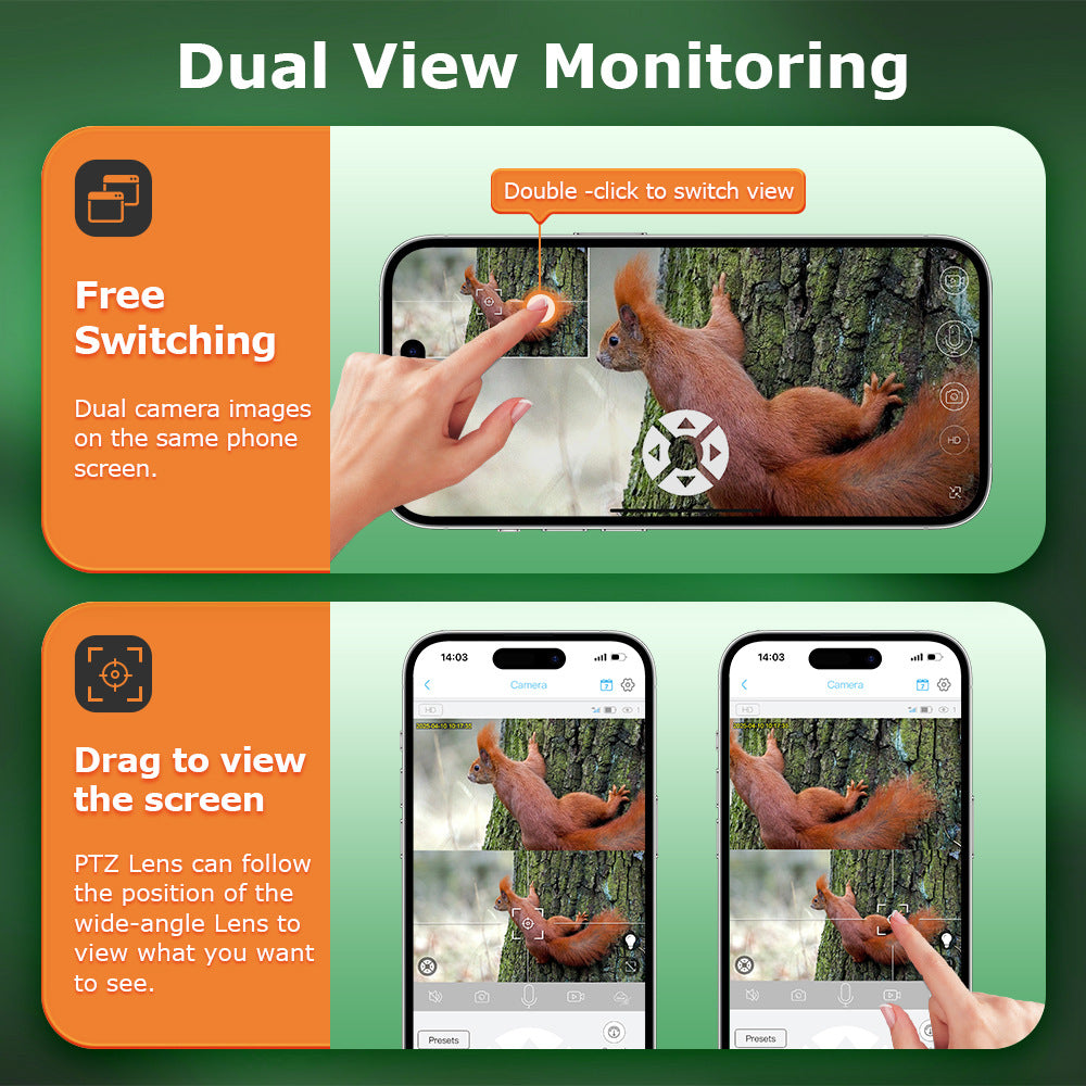 Specially designed for Solar Surveillance Cameras6MP High Definition Dual Screen4G Outdoor Waterproof Camera New Camouflage
