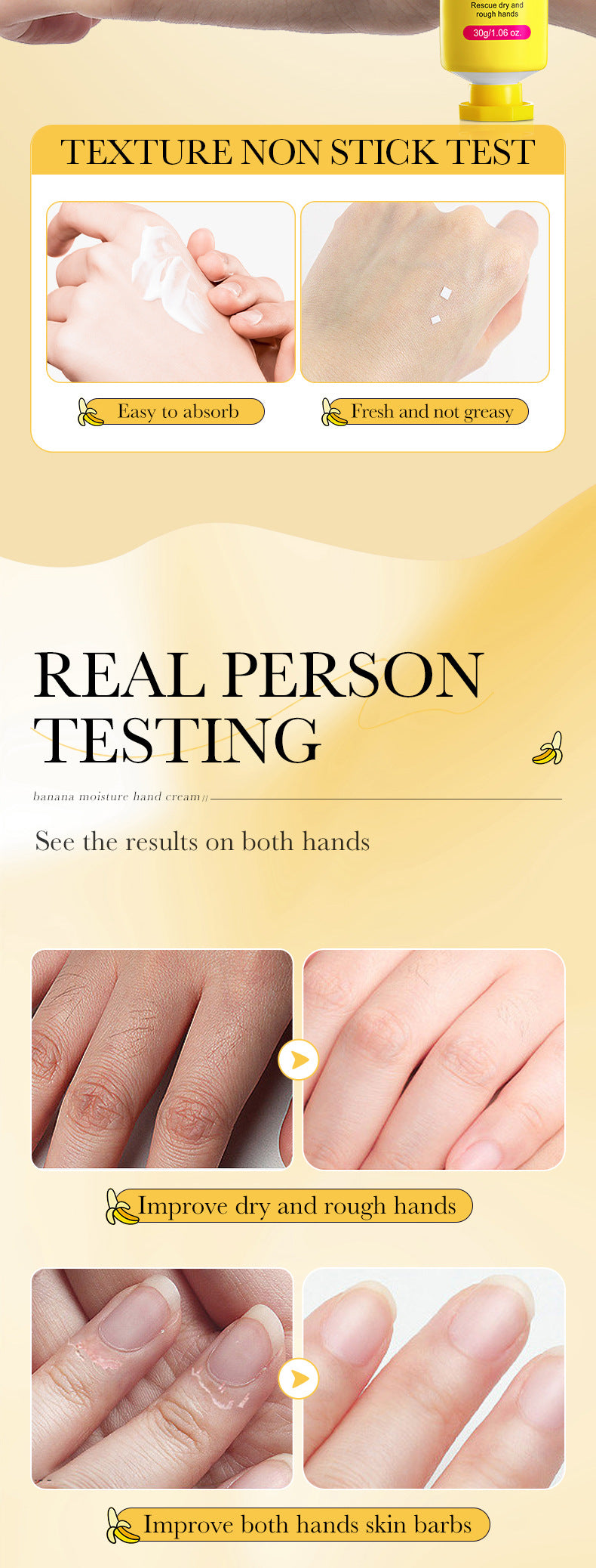Banana Hydrating Hand Cream30g SADOER Moisturizing and anti-chapped autumn and winter hand cream  wholesale