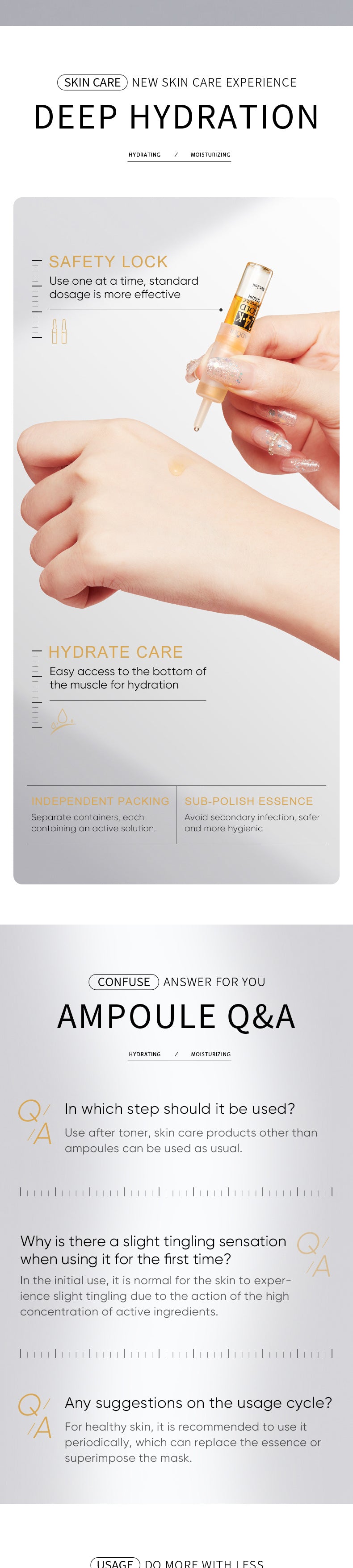 Ampoule Essence SADOER Golden Hyaluronic Acid VC Moisturizing and nourishing  Foreign Trade Live Wholesale