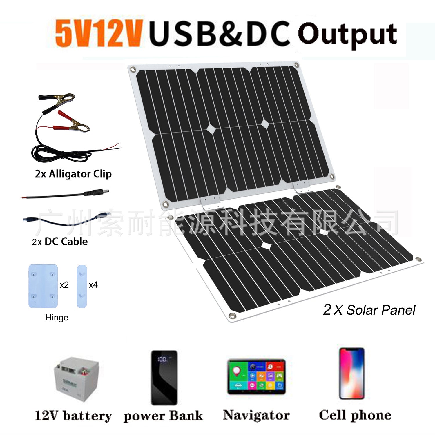 Monocrystalline Solar Charging Panel18W 36W 54W 72W Solar Panel5V Double USB Export Platform