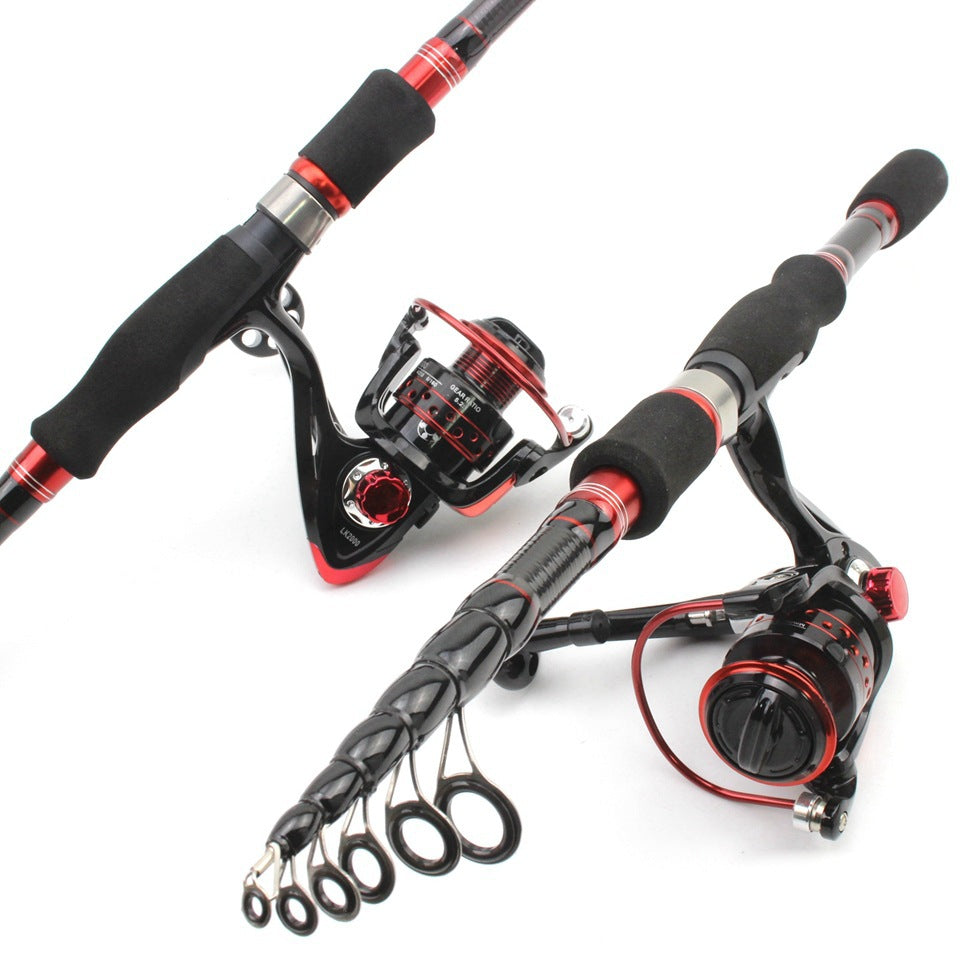 Wholesale Retractable Lure Rod Set Straight Handle Lure Spinning Reel Lure Bait Combination European and American Popular Fishing Gear