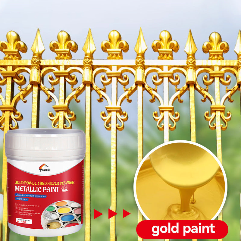 Gold and Silver Latex Paint baolisi Iron Art Steel Color Steel Tile Renovation Coating Anti-Rust Industrial Metal Paint