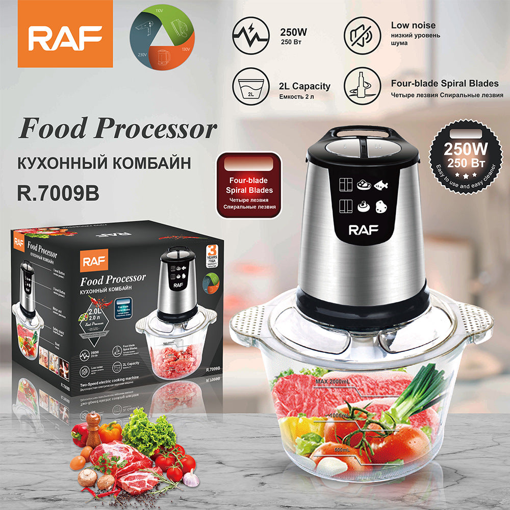 RAF European Standard Meat Grinder Glass Food Processor3L Kitchen Home High-Power Garlic Chopper and Vegetable Grinder R7009B