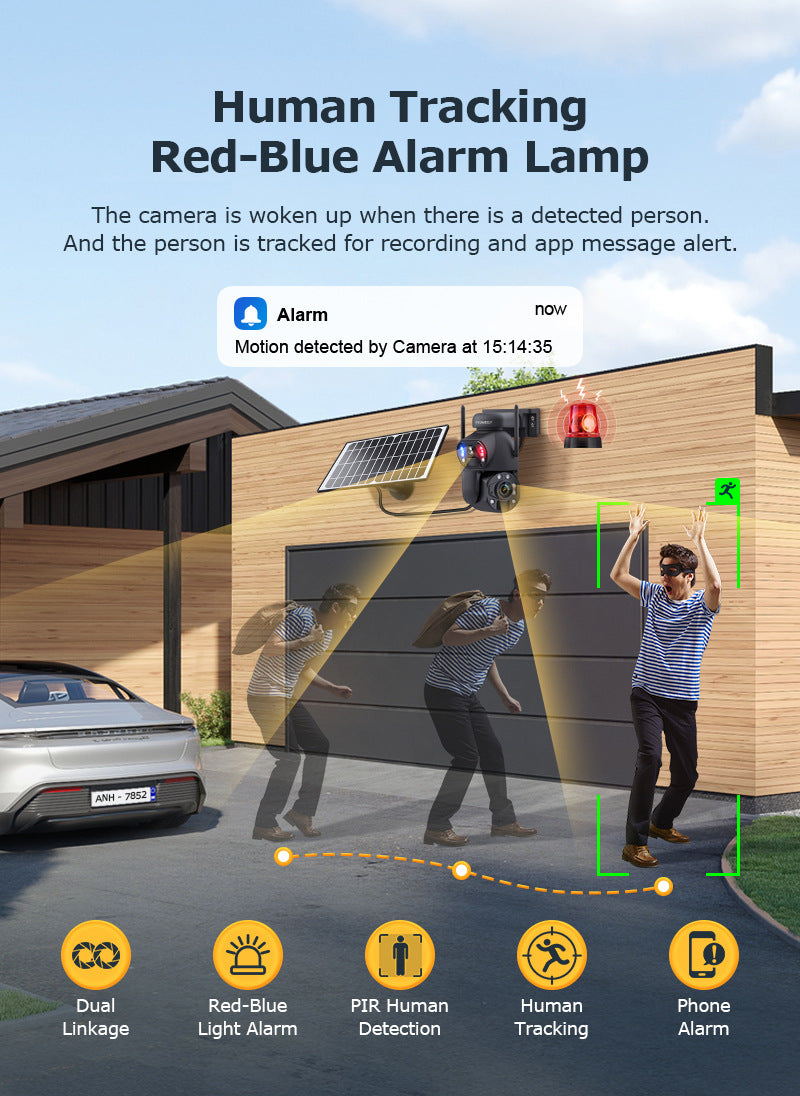 4G Solar Camera Smart HD Laser Night Vision Dual Lens36Optical Zoom Surveillance Intelligent Monitoring