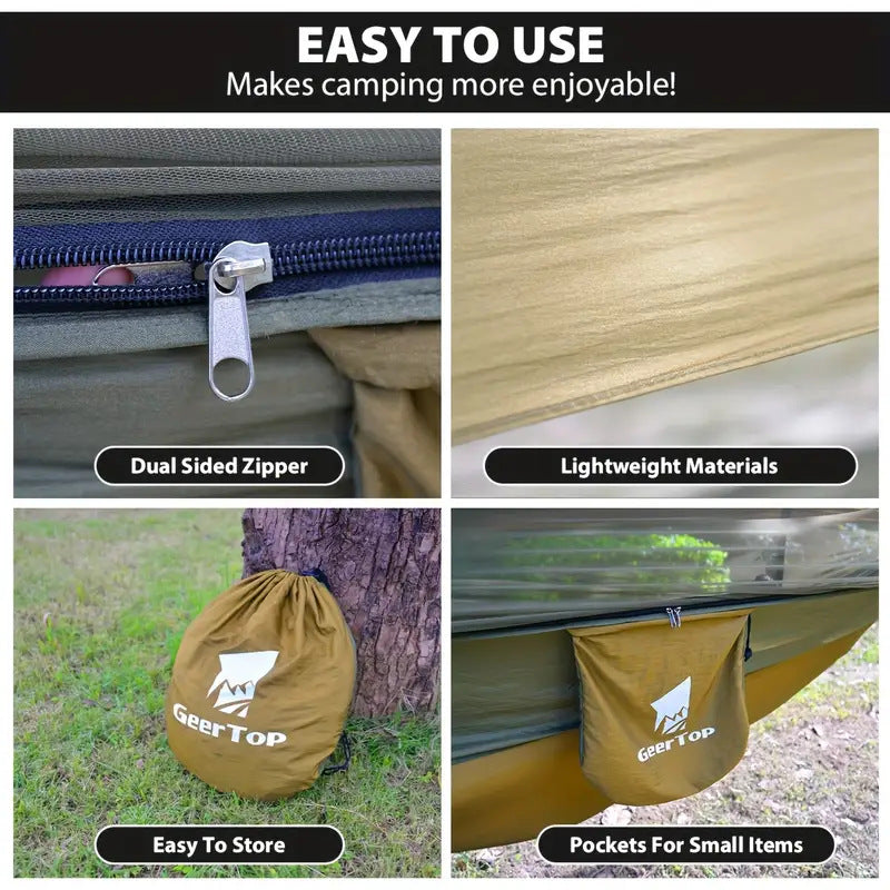 Outdoor Hammock Travel Gear Anti-Rollover Nylon Swing Mosquito Net Hammock Camping Sunshade