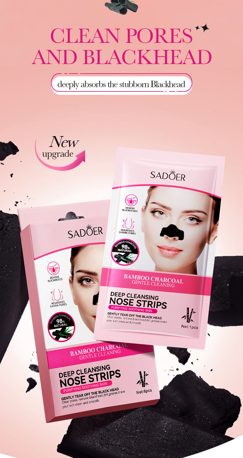 Bamboo Charcoal Women's Nose Strips SADOER Deep Cleansing Blackhead Removal Nose Strips  Wholesale