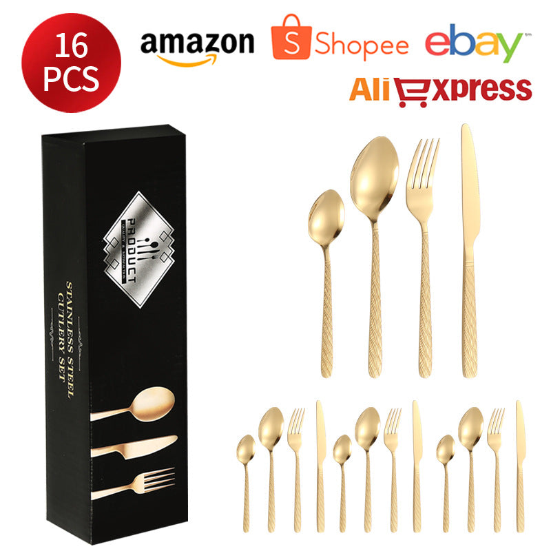410Stainless Steel Tableware Hotel Restaurant Hemp Rope Pattern Knife Fork Spoon24Set of Western Steak Knives and Forks