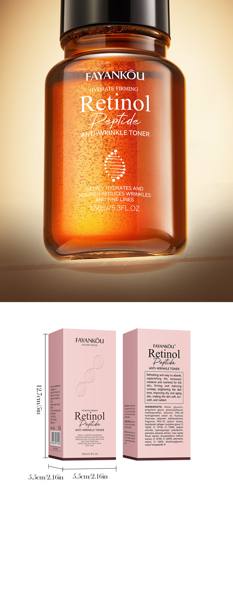Retinol Peptide Skincare Series  FAYANKOU Amino Acid Facial Cleanser  Wholesale