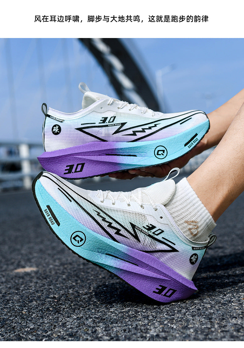 New Fashionable Casual Breathable Comfortable Running Shoes with Real Carbon Plate High Elasticity Shock Absorption for Student Training Sports Shoes