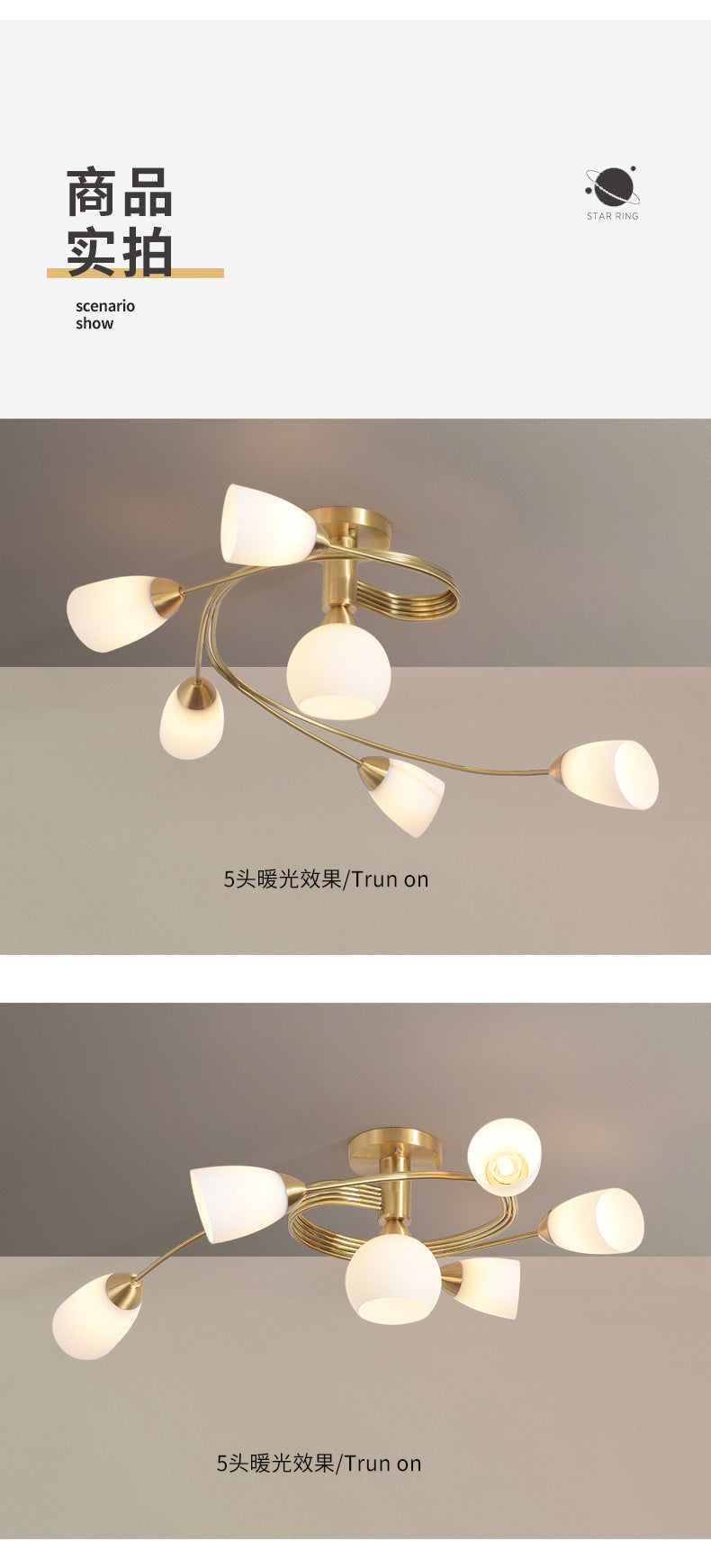All-Copper Small Living Room Lamp Nordic Light Luxury Dining Room Copper Lamp Post-Modern Personality Creative Molecular Lamp Study Bedroom Lighting