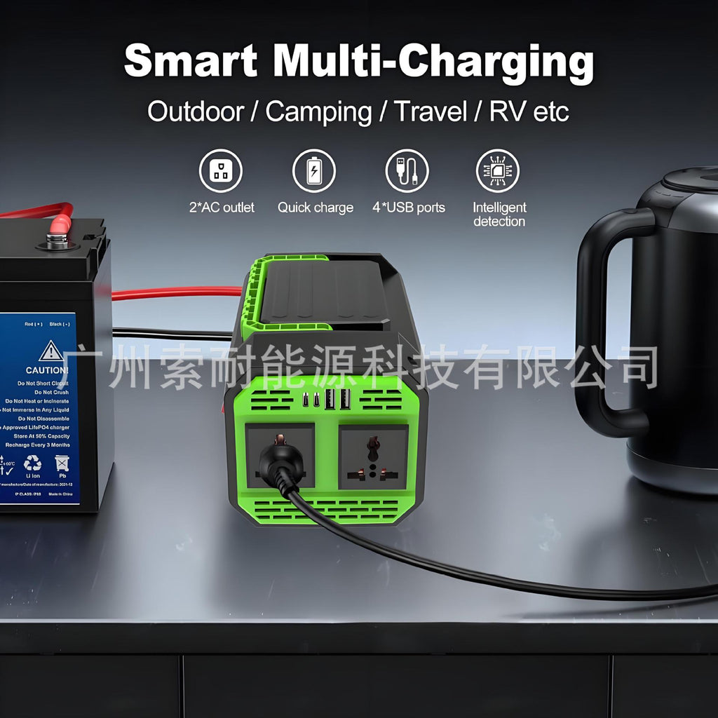 Vehicle Inverter300W/500W12V Turn110V/220V Dual Socket with Digital Display/USB/Type-C