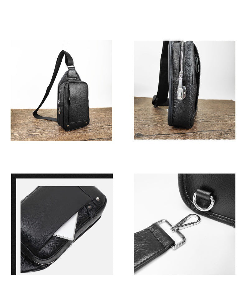 Anti-theft Genuine Leather Men's Chest Bag High-end Multi-functional Password Lock Casual Fashion Top Layer Cowhide Crossbody Bag Backpack