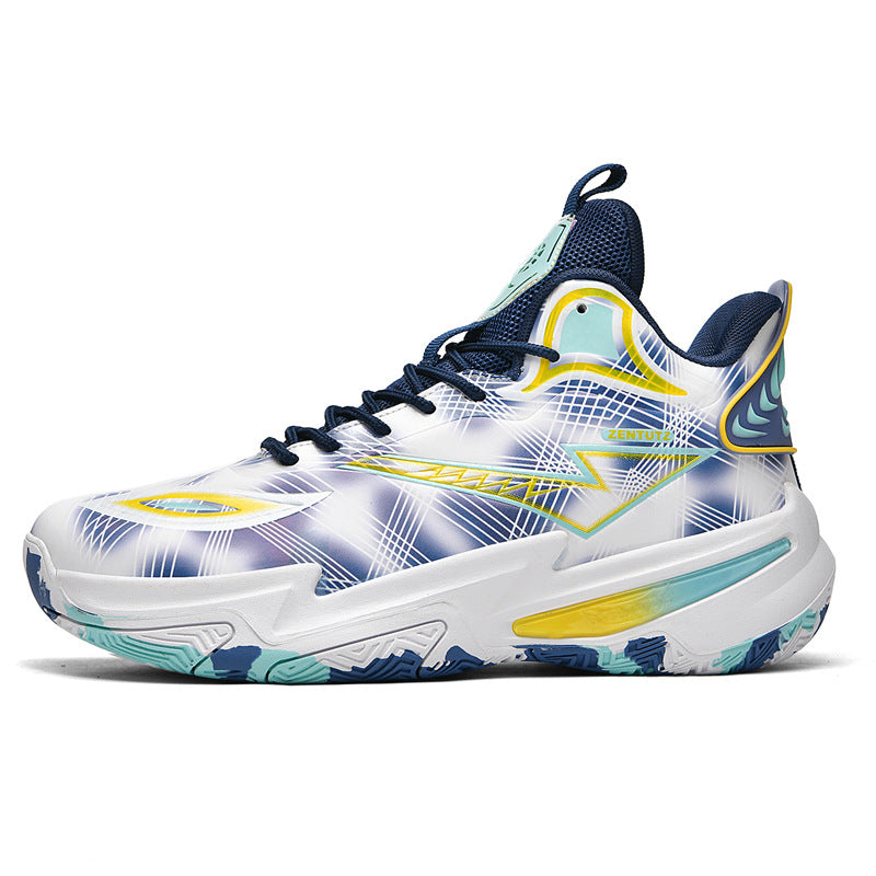 Professional Basketball Shoes for Men, Autumn Non-Slip Wear-Resistant Sports Shoes, Youth Junior High School Specialized Practical Sneakers, Mandarin Duck Color