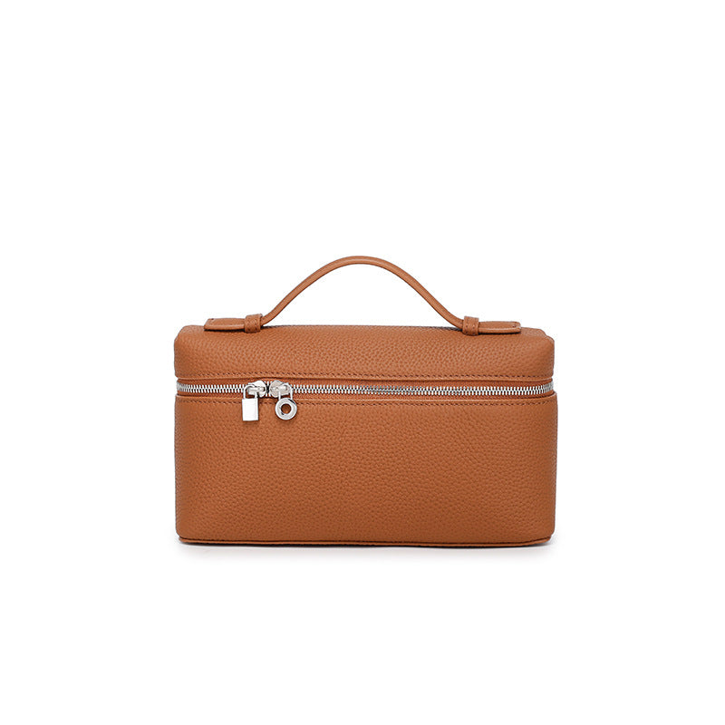 GIgi Same Style Women's Bag Niche Elegant Handheld Lunch Box Bag Women Simple Top Layer Cowhide Single Shoulder Crossbody Small Bag