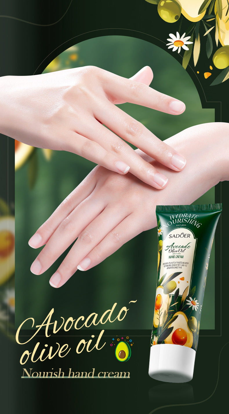 Cross-border Avocado Nourishing Hand Cream80g Olive Oil Hydrating Moisturizing Hand Cream Export Manufacturer Wholesale