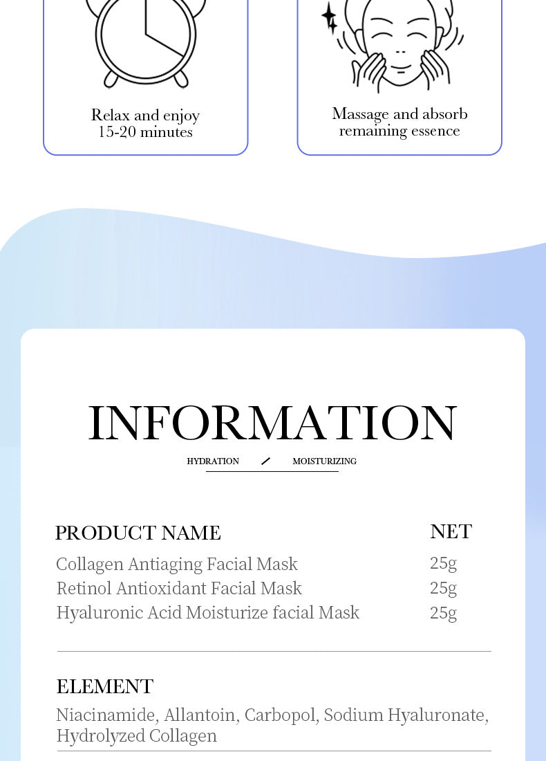 Mask25gBIOAOUA Hyaluronic Acid Hydrating Collagen Retinol Moisturizing  Wholesale