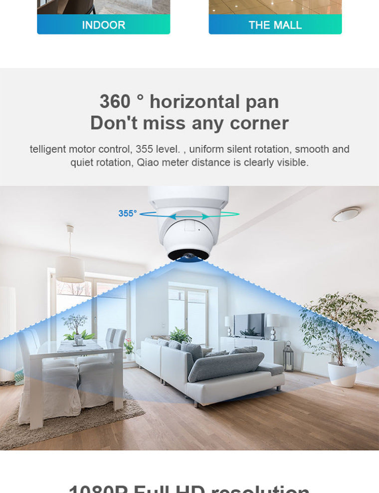 360Panoramic View WiFi Dome Camera V380Conch Wireless Camera Monitor HD Wide Angle